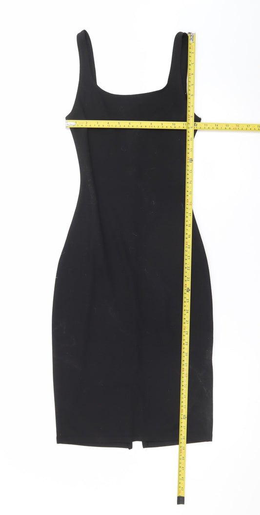 Pull&Bear Women's Black XS Sleeveless Bodycon Jersey Dress