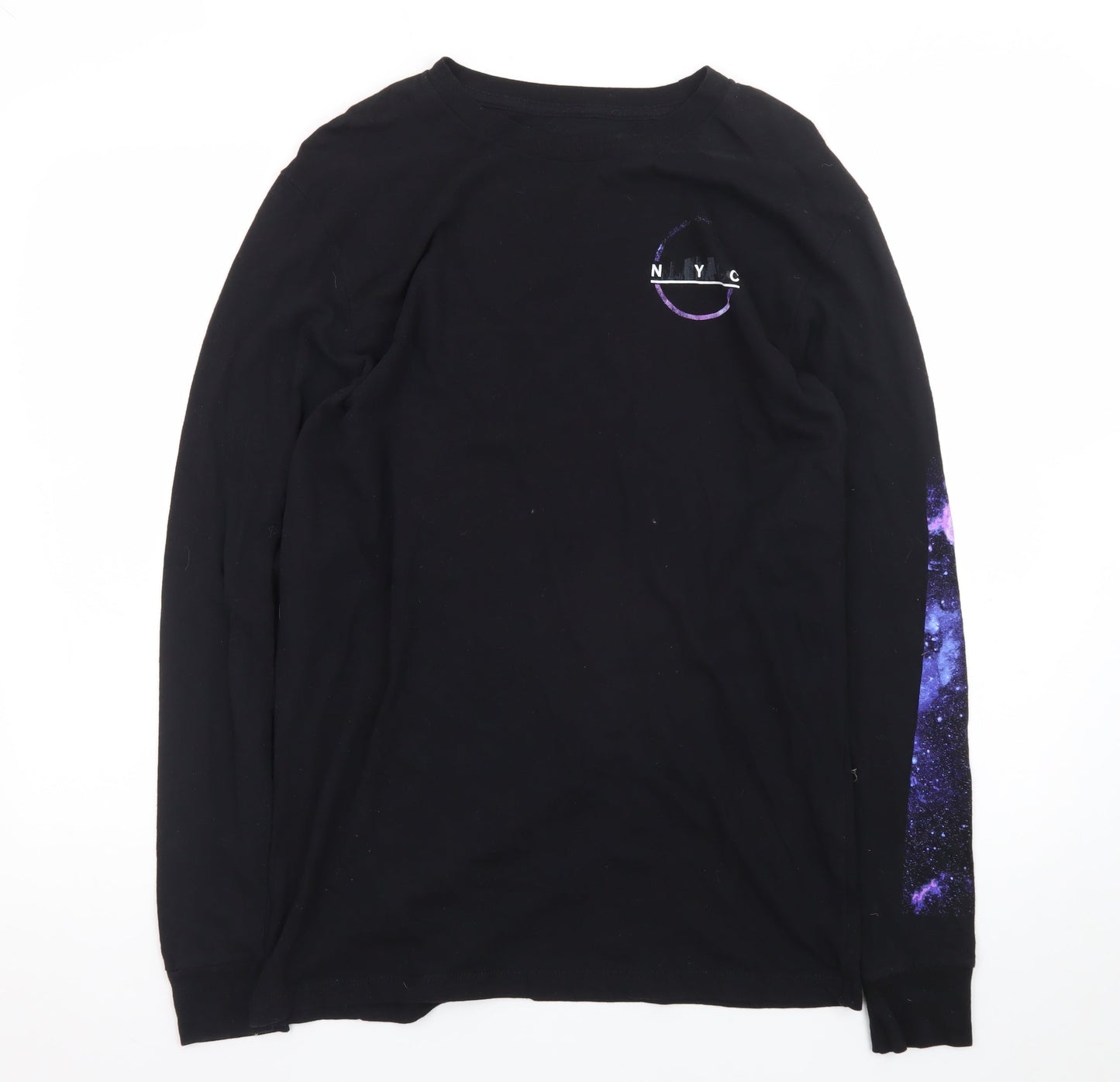 Urban Pipeline Men's Black NYC Space Print Long Sleeve T-Shirt Size M