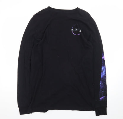 Urban Pipeline Men's Black NYC Space Print Long Sleeve T-Shirt Size M
