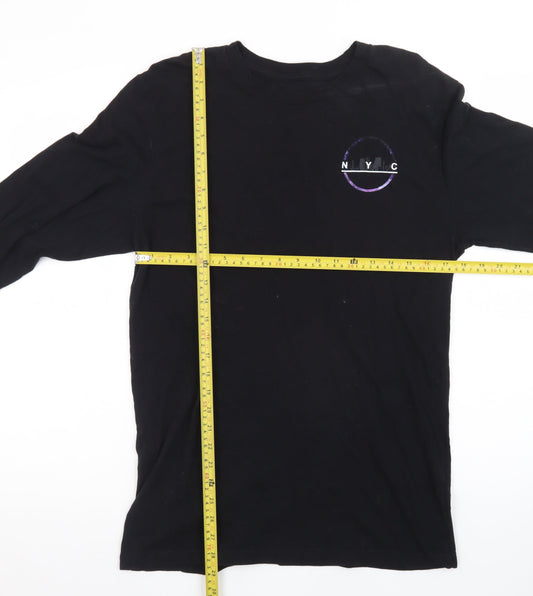 Urban Pipeline Men's Black NYC Space Print Long Sleeve T-Shirt Size M