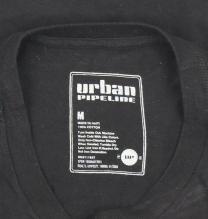 Urban Pipeline Men's Black NYC Space Print Long Sleeve T-Shirt Size M