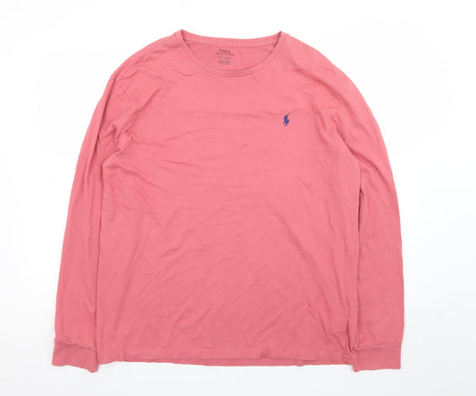 Ralph Lauren Men’s Pink Long Sleeve Cotton Crew Neck T-Shirt L