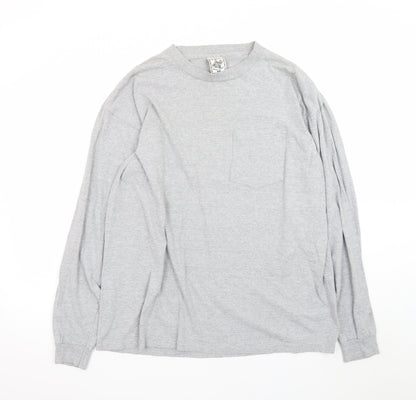 Alore Men's Grey Long Sleeve Crew Neck Preshrunk Cotton T-Shirt XL