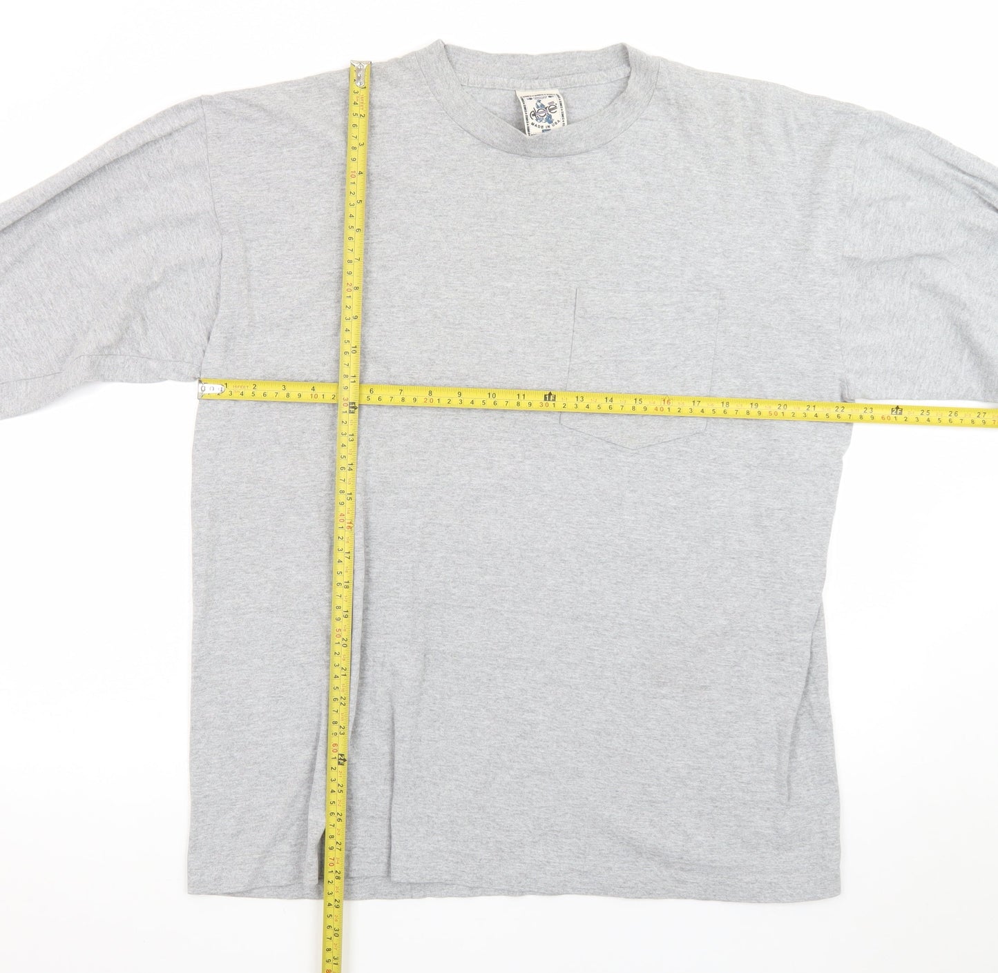 Alore Men's Grey Long Sleeve Crew Neck Preshrunk Cotton T-Shirt XL