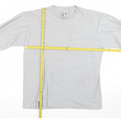 Alore Men's Grey Long Sleeve Crew Neck Preshrunk Cotton T-Shirt XL