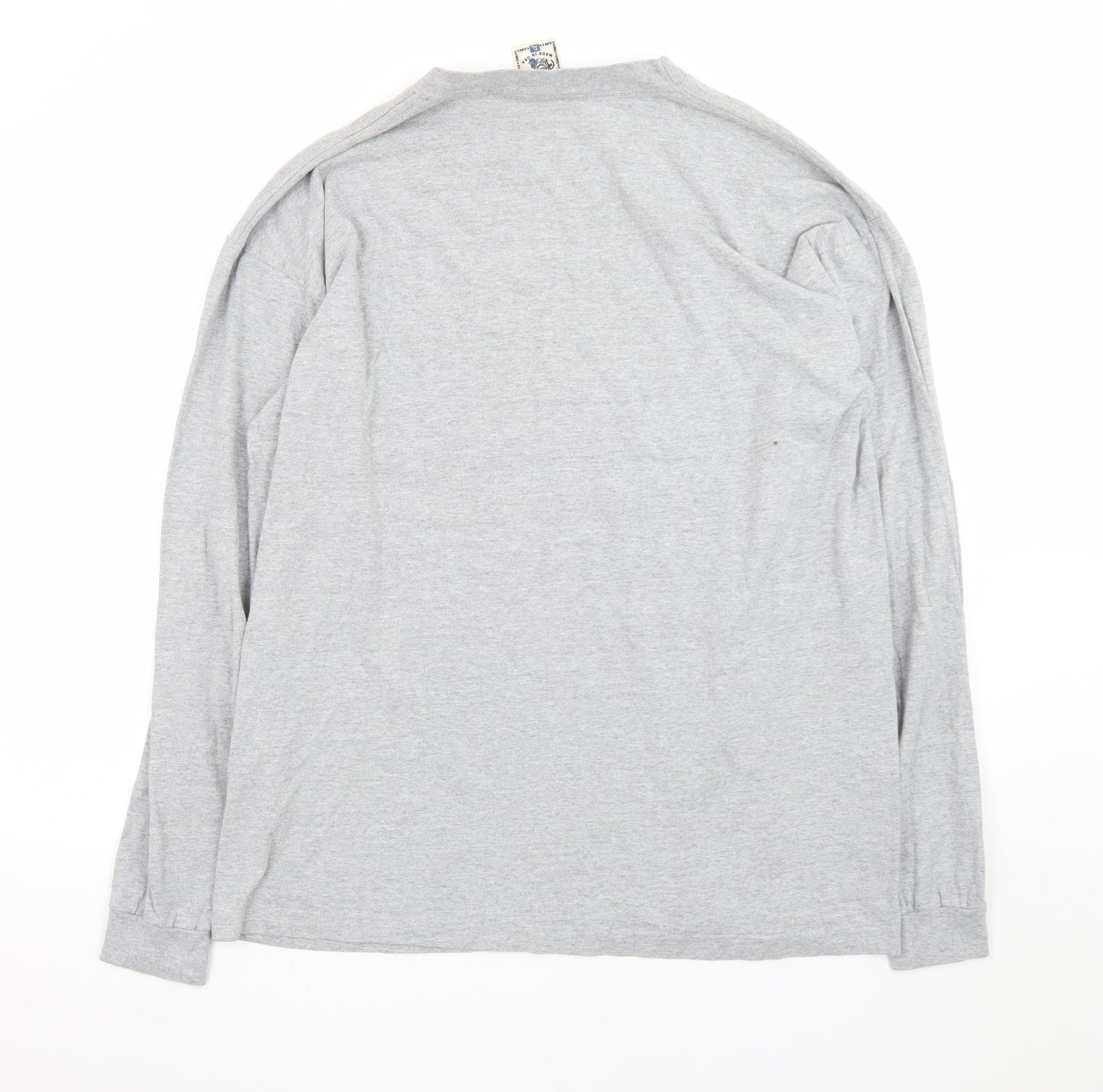Alore Men's Grey Long Sleeve Crew Neck Preshrunk Cotton T-Shirt XL