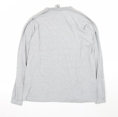 Alore Men's Grey Long Sleeve Crew Neck Preshrunk Cotton T-Shirt XL