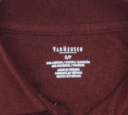 Van Heusen Men's Red Long Sleeve Cotton Polo Shirt Size S