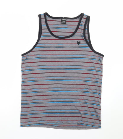 Zoo York Men's Grey Striped Sleeveless T-Shirt Size L