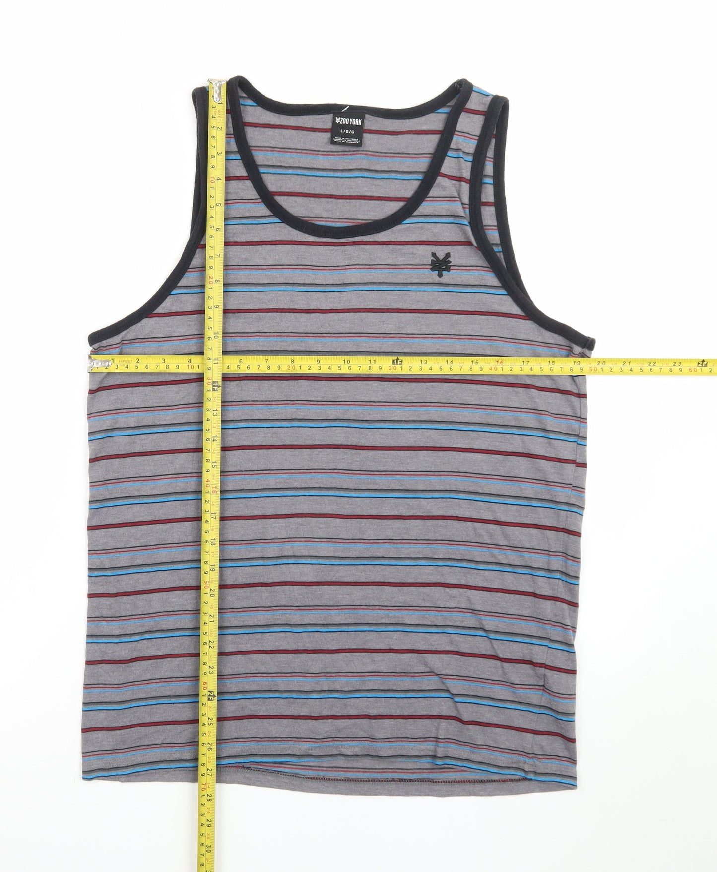Zoo York Men's Grey Striped Sleeveless T-Shirt Size L