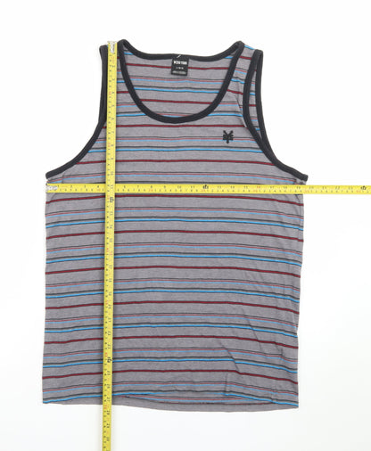 Zoo York Men's Grey Striped Sleeveless T-Shirt Size L