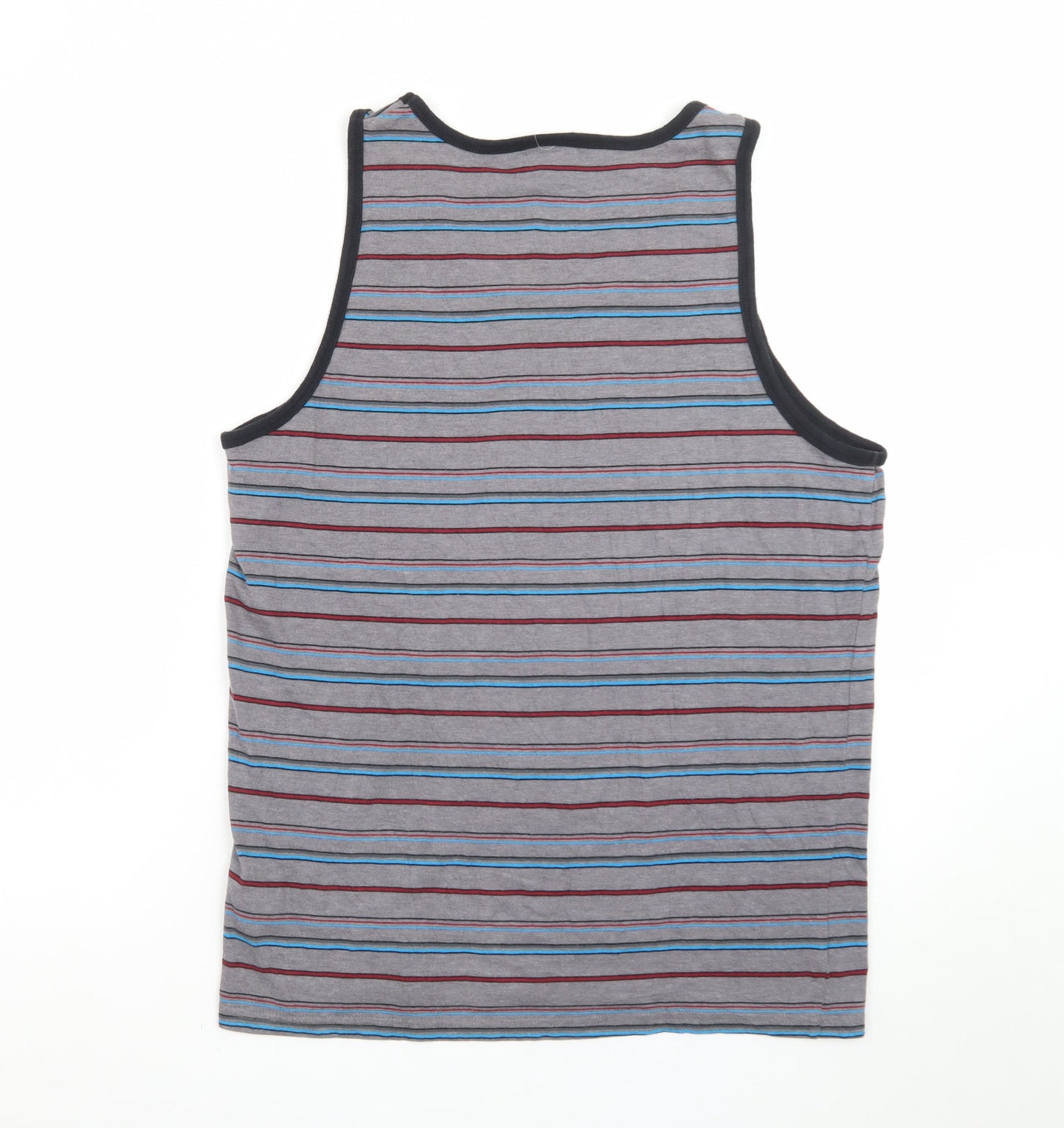 Zoo York Men's Grey Striped Sleeveless T-Shirt Size L