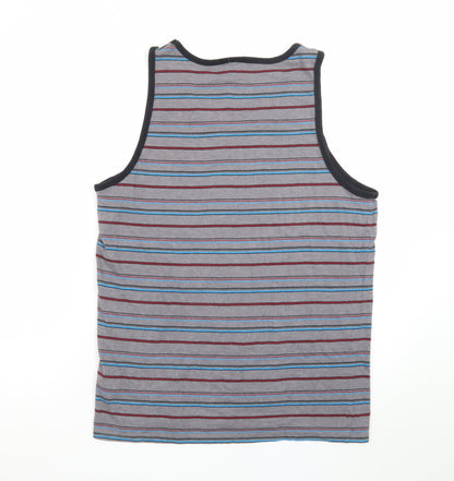 Zoo York Men's Grey Striped Sleeveless T-Shirt Size L