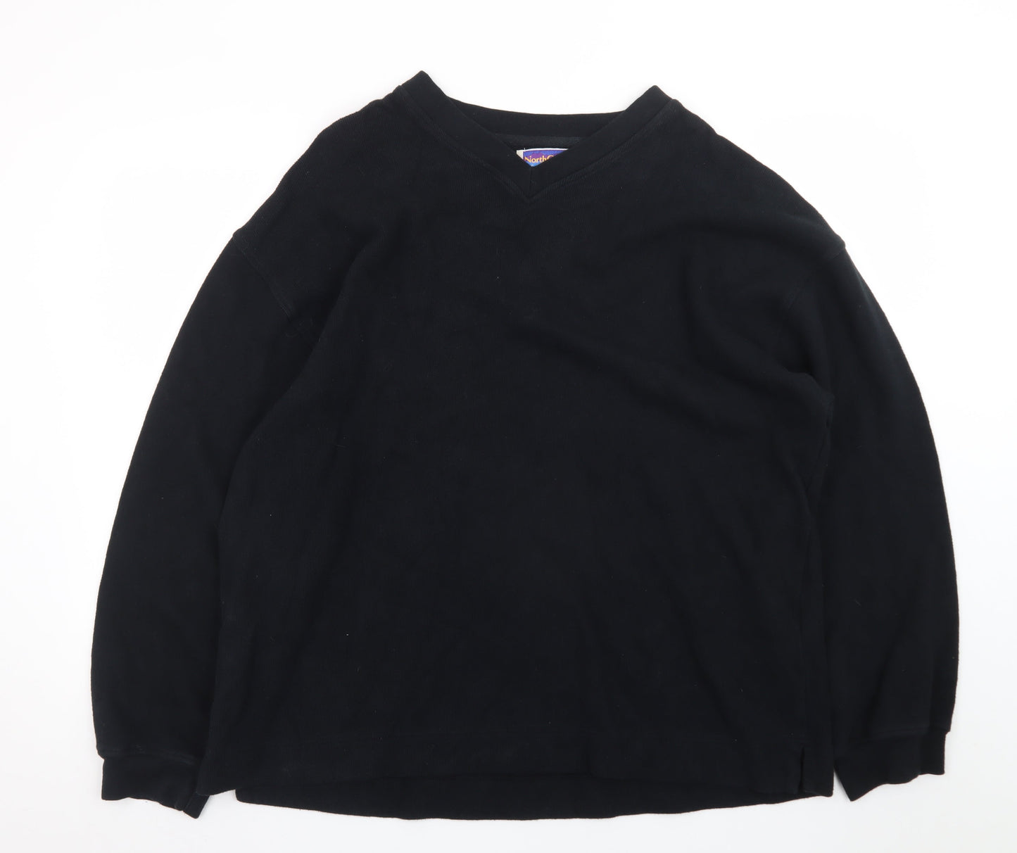 NorthCrest Men's Black XL Cotton V-Neck Pullover Jumper