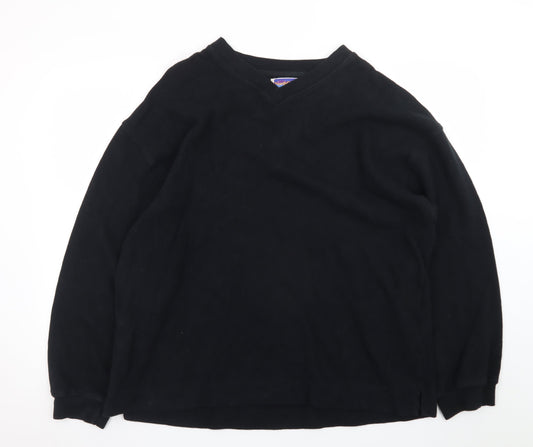 NorthCrest Men's Black XL Cotton V-Neck Pullover Jumper
