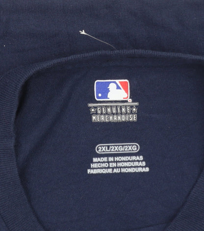 MLB Genuine Merchandise Men's Navy Brewers T-Shirt 2XL Cotton Short Sleeve