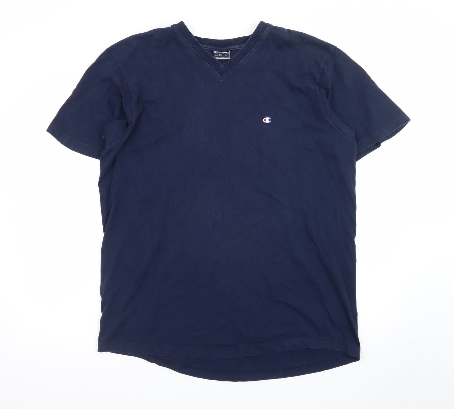 Champion Men's Blue 2XL V-Neck Cotton Short Sleeve T-Shirt