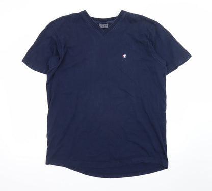Champion Men's Blue 2XL V-Neck Cotton Short Sleeve T-Shirt