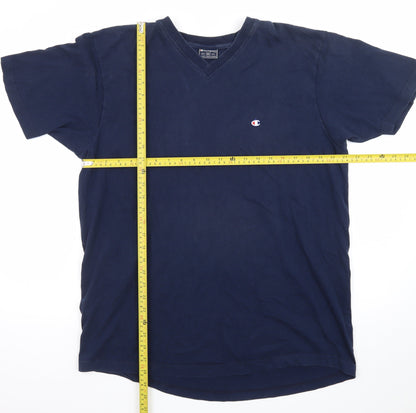 Champion Men's Blue 2XL V-Neck Cotton Short Sleeve T-Shirt