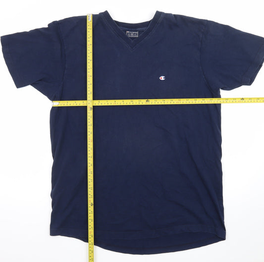 Champion Men's Blue 2XL V-Neck Cotton Short Sleeve T-Shirt