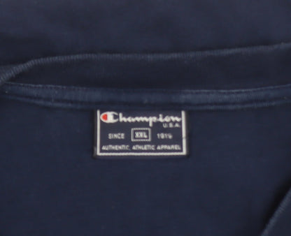 Champion Men's Blue 2XL V-Neck Cotton Short Sleeve T-Shirt