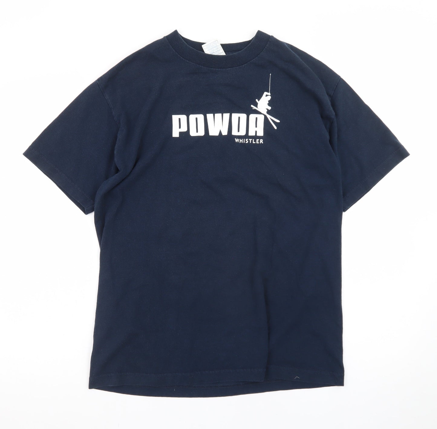 Alstyle Men’s Navy Blue POWDA Whistler Ski Graphic T-Shirt Size M