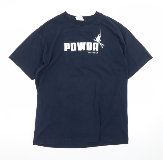 Alstyle Men’s Navy Blue POWDA Whistler Ski Graphic T-Shirt Size M