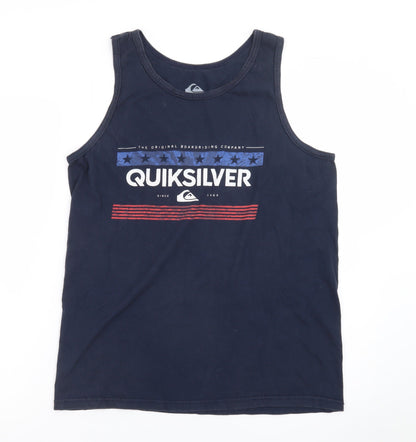 Quiksilver Men's Navy Sleeveless Regular Fit Cotton Tank Top M