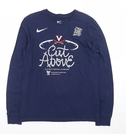 Nike Men's Blue Long Sleeve Athletic Graphic T-Shirt M