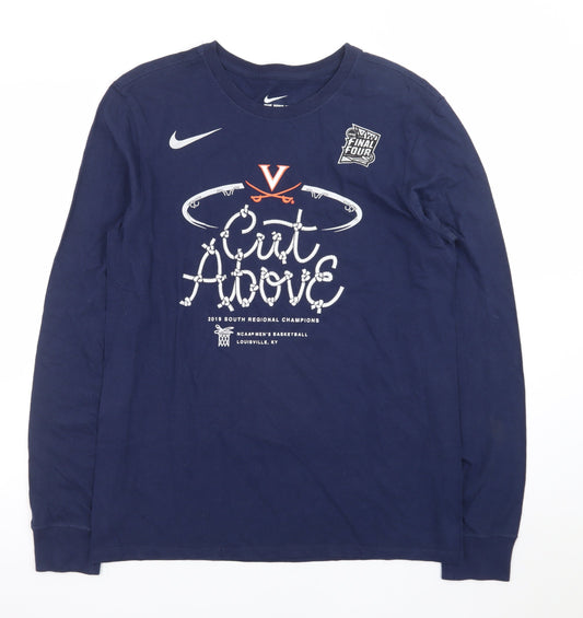 Nike Men's Blue Long Sleeve Athletic Graphic T-Shirt M