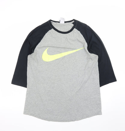 Nike Men's Grey XL 3/4 Sleeve Crew Neck Sports T-Shirt