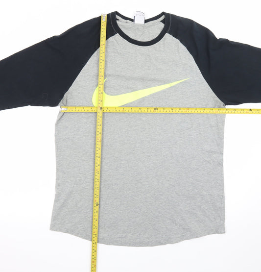 Nike Men's Grey XL 3/4 Sleeve Crew Neck Sports T-Shirt