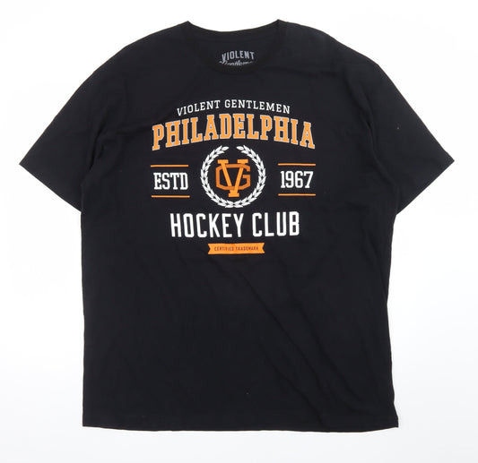 Violent Gentlemen Men's Black 2XL Hockey Club Graphic T-Shirt