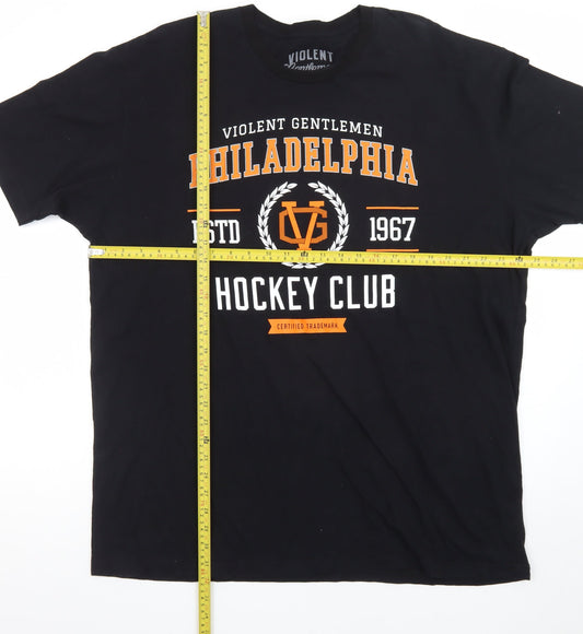 Violent Gentlemen Men's Black 2XL Hockey Club Graphic T-Shirt