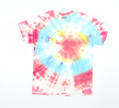 Gildan Men’s Multicoloured Tie-Dye Cotton Crew Neck T-Shirt Size M