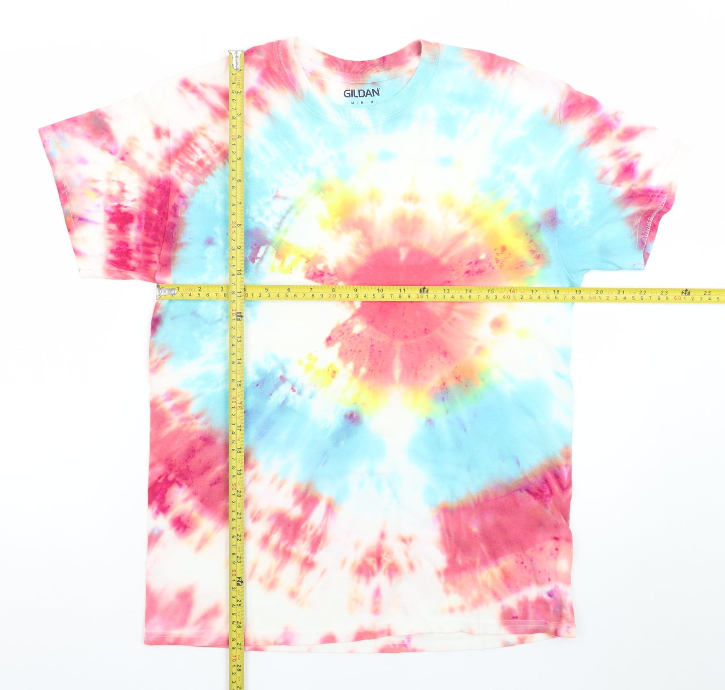 Gildan Men’s Multicoloured Tie-Dye Cotton Crew Neck T-Shirt Size M