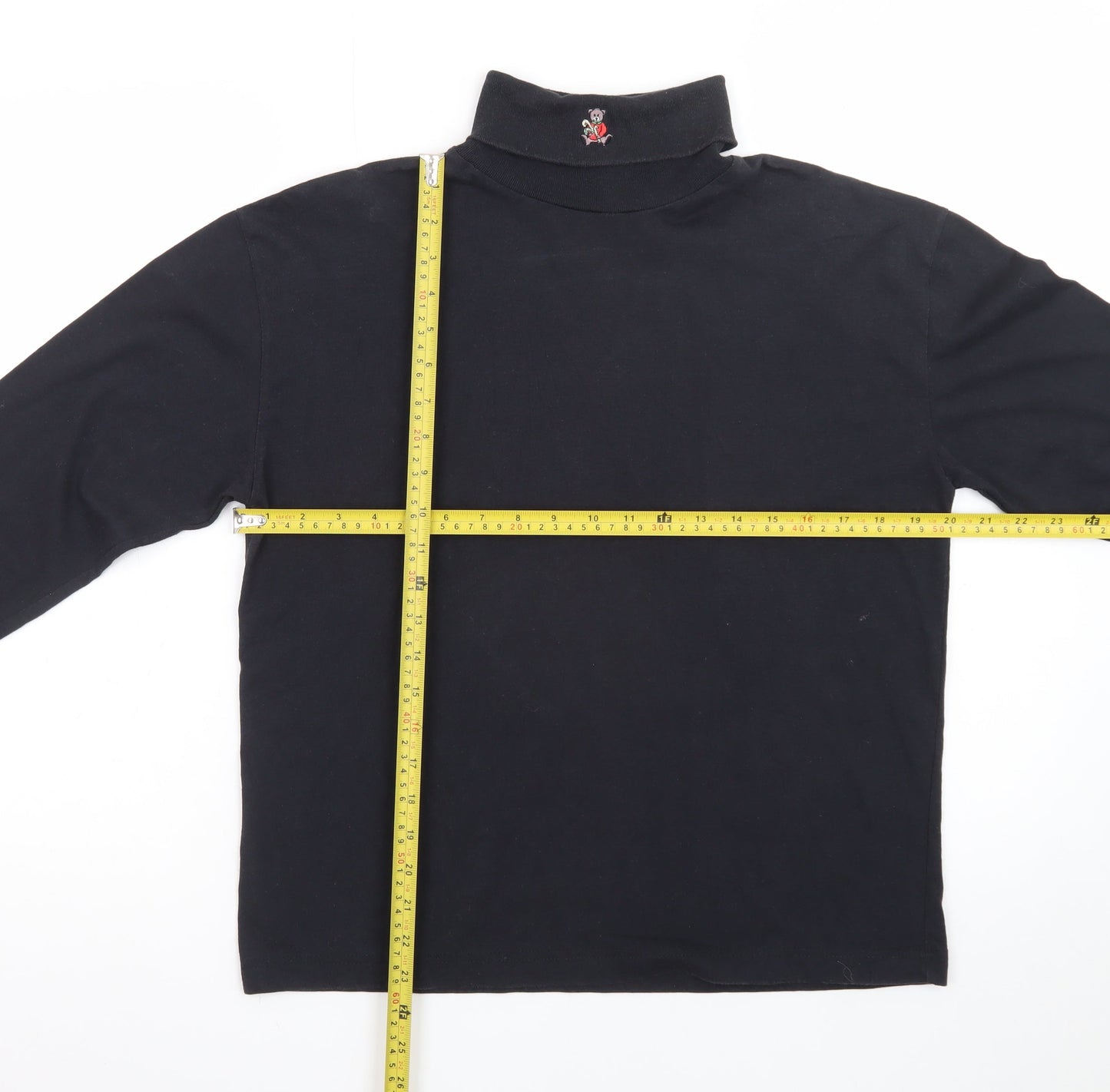 All Points Men Black Roll Neck Long Sleeve Cotton T-Shirt L