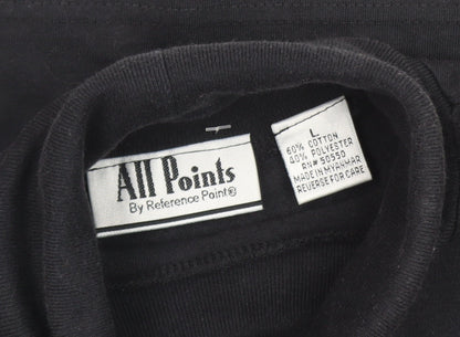 All Points Men Black Roll Neck Long Sleeve Cotton T-Shirt L