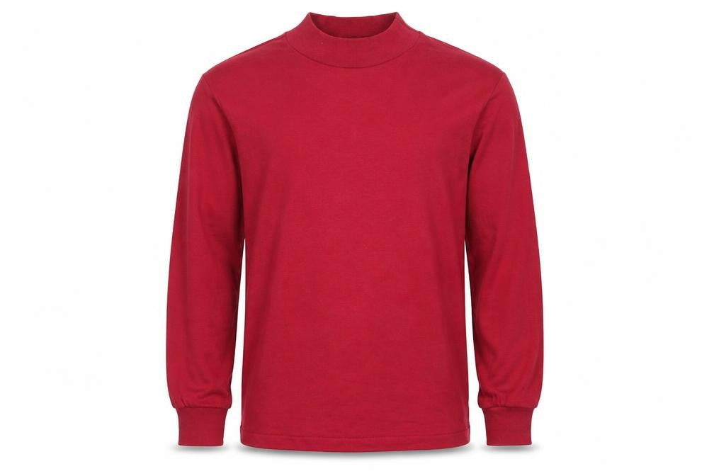 Lands' End Men's Red Mock Neck Long Sleeve Jersey T-Shirt XS