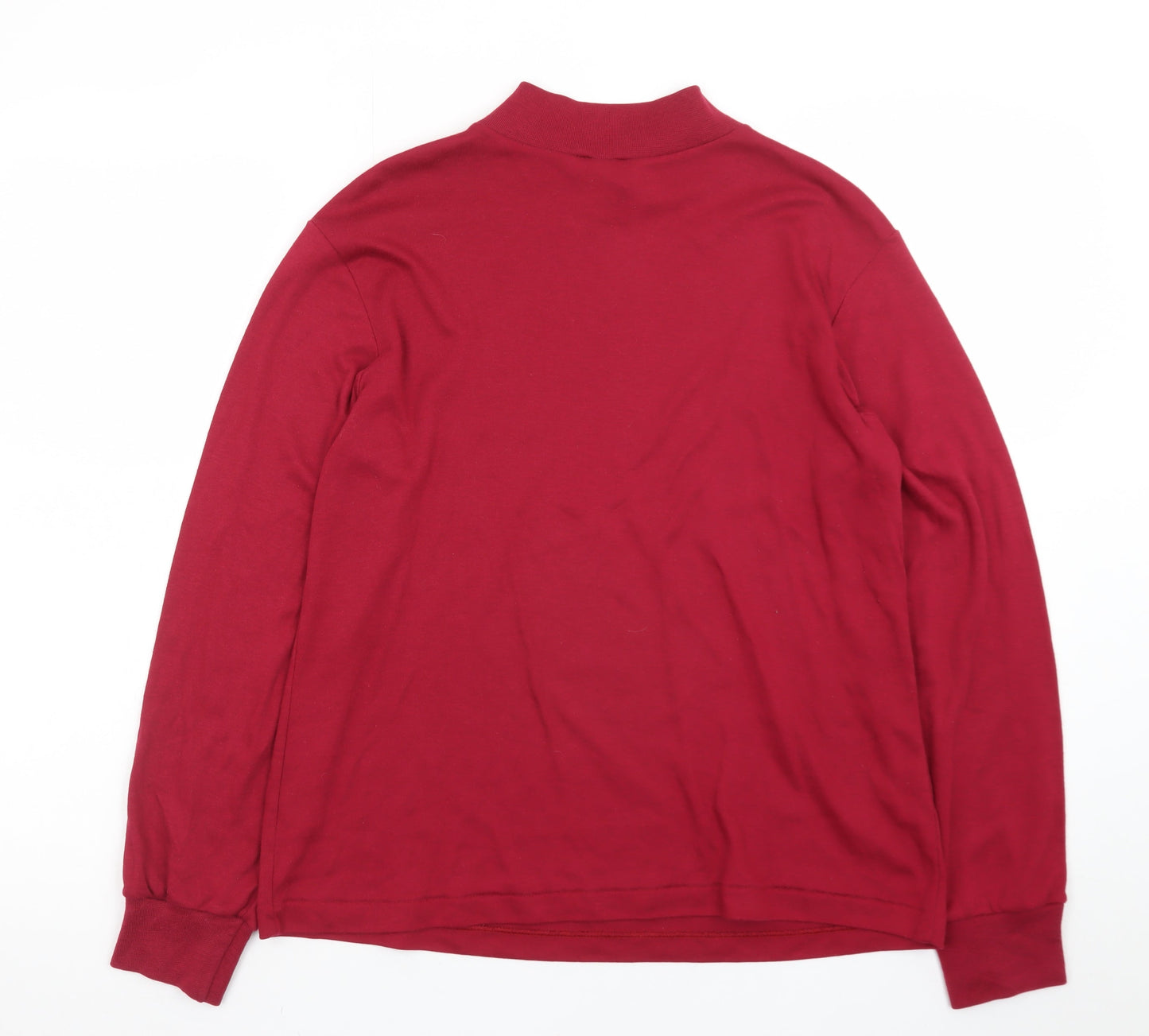 Lands' End Men's Red Mock Neck Long Sleeve Jersey T-Shirt XS