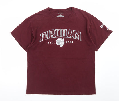Champion Men's Burgundy Fordham Graphic Cotton T-Shirt Size L