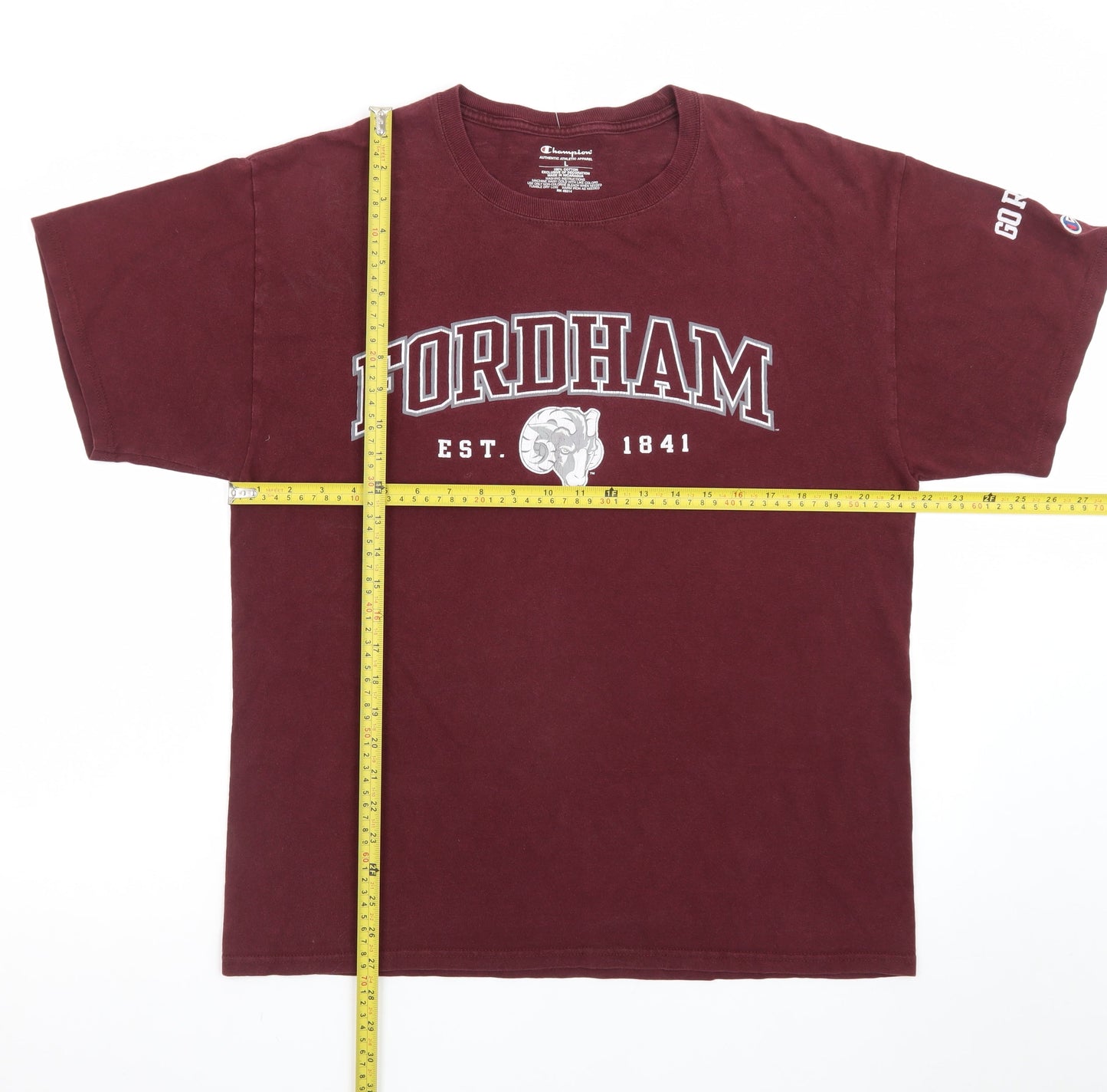 Champion Men's Burgundy Fordham Graphic Cotton T-Shirt Size L