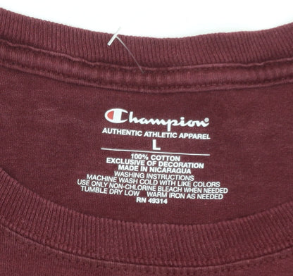 Champion Men's Burgundy Fordham Graphic Cotton T-Shirt Size L
