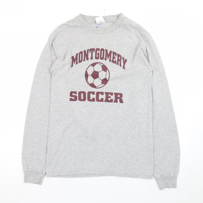 Anvil Men's Grey Long Sleeve Montgomery Soccer T-Shirt Small