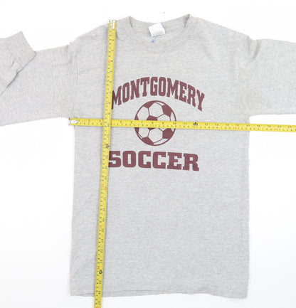 Anvil Men's Grey Long Sleeve Montgomery Soccer T-Shirt Small