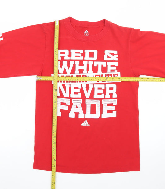 Adidas Men’s Red Long Sleeve Graphic Sports T-Shirt Size S