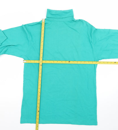 Hanes Women's Green Roll Neck Long Sleeve Cotton Jersey Top M