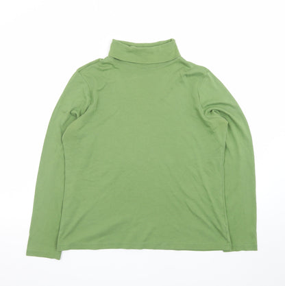 L.L. Bean Women's Green Roll Neck Long Sleeve Cotton Top M