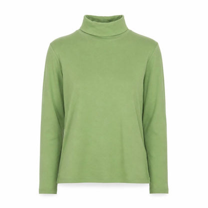L.L. Bean Women's Green Roll Neck Long Sleeve Cotton Top M
