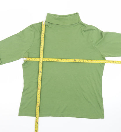 L.L. Bean Women's Green Roll Neck Long Sleeve Cotton Top M